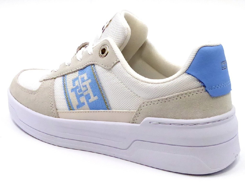 TOMMY HILFIGER Freizeit Schnürer weiss Basket Sneaker With Webbing