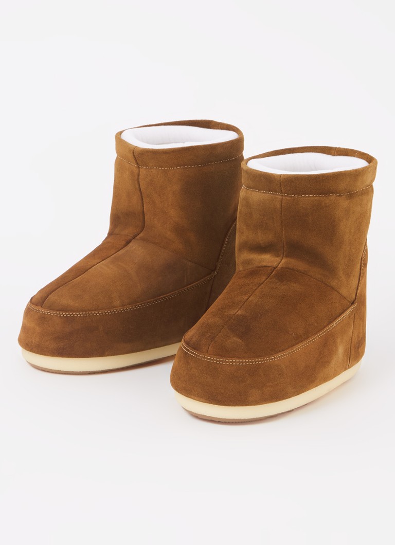 Ghete de zăpadă Moon Boot Icon Low din piele întoarsă cu lace și strat hidrofug.