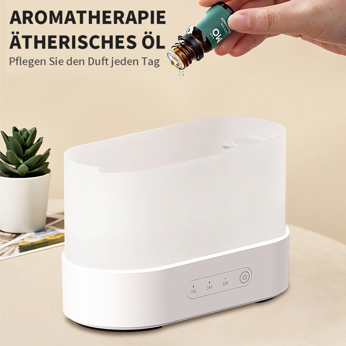 götäzer Luftbefeuchter Kreatives, farbenfrohes Aromatherapiegerät mit simulierter Flamme, Raumduftmaschine, Schlafzimmer-Desktop-Flammenbefeuchter