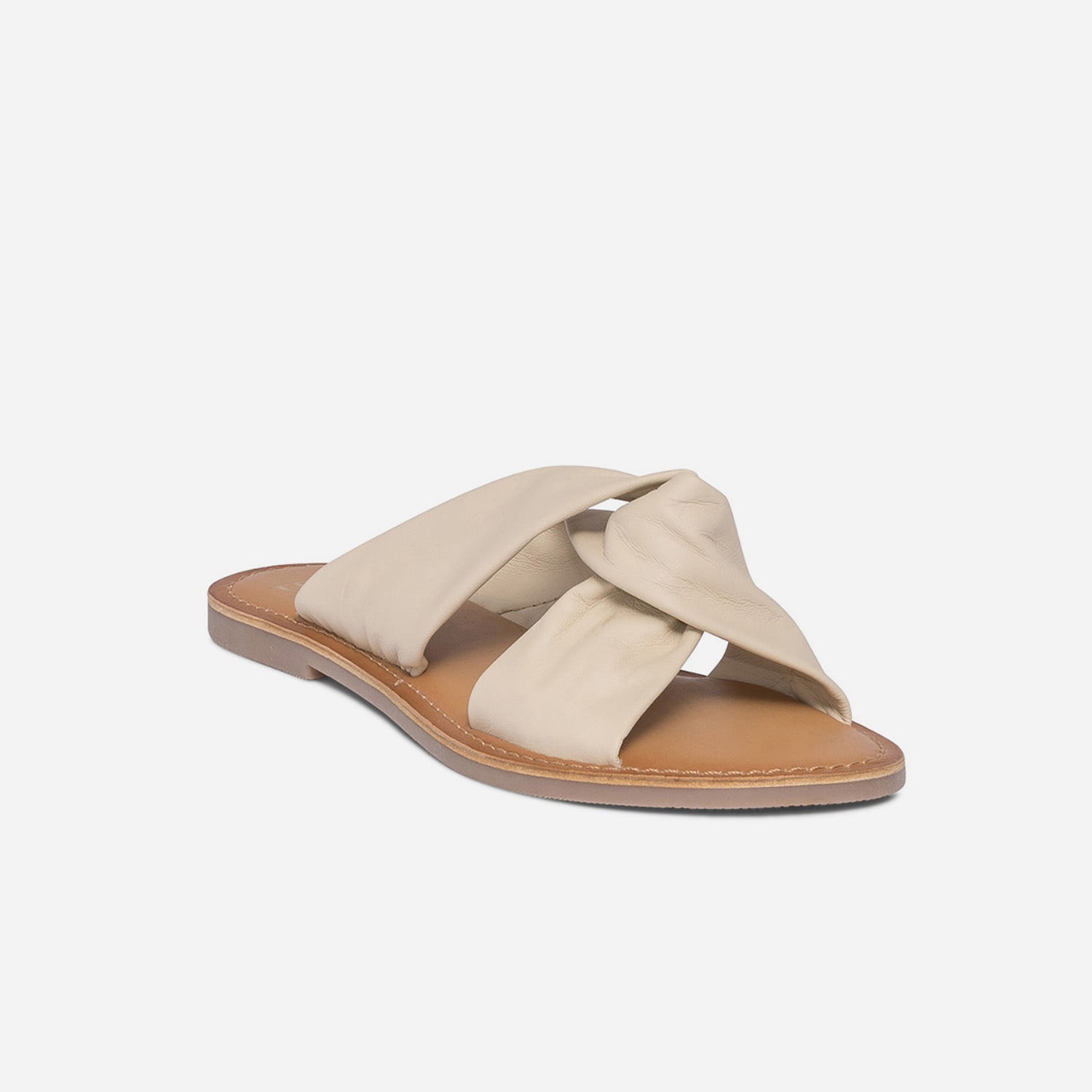 Mule TEXTO beige en cuir à brides souples croisées