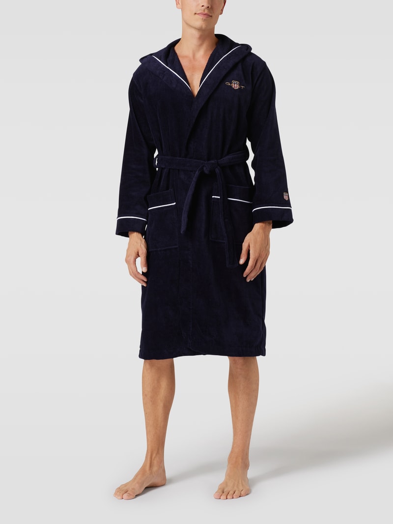 Bademantel mit Label-Stitching in blau