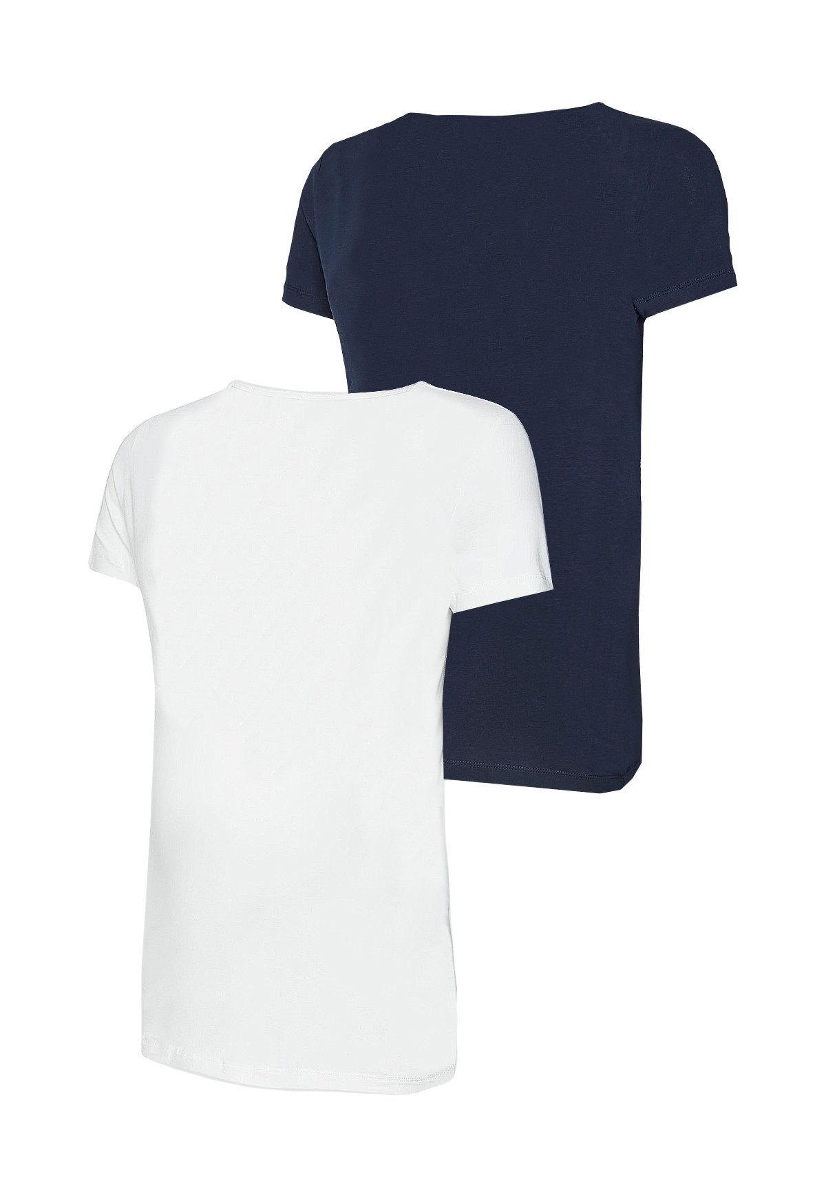 Mamalicious Umstandsshirt T-Shirt 2-er Set Pack Schwangerschaft Umstands Top MLKATE (2-tlg) 5423 in Weiß-Dunkelblau