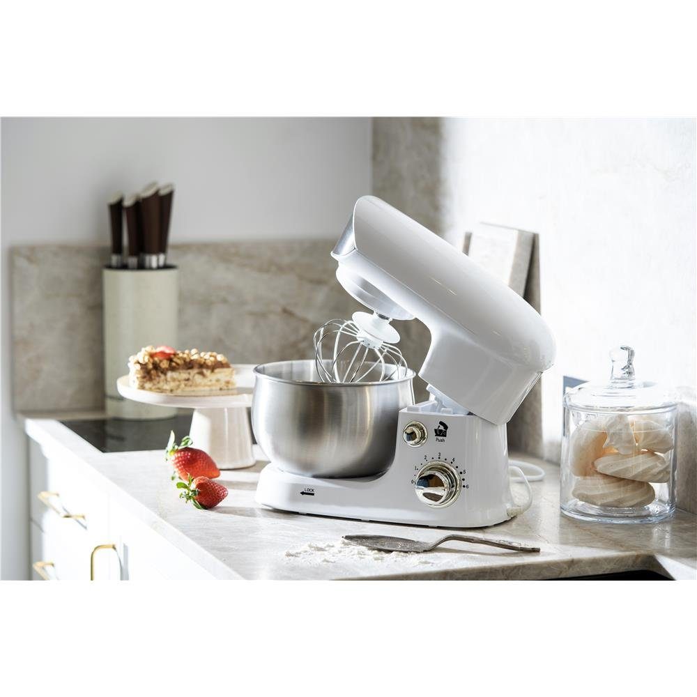 Adler Küchenmaschine AD 4226w, 1200,00 W, 3,00 l Schüssel, weiß Knetmaschine Planetarisches Rührwerk Knethaken Schneebesen