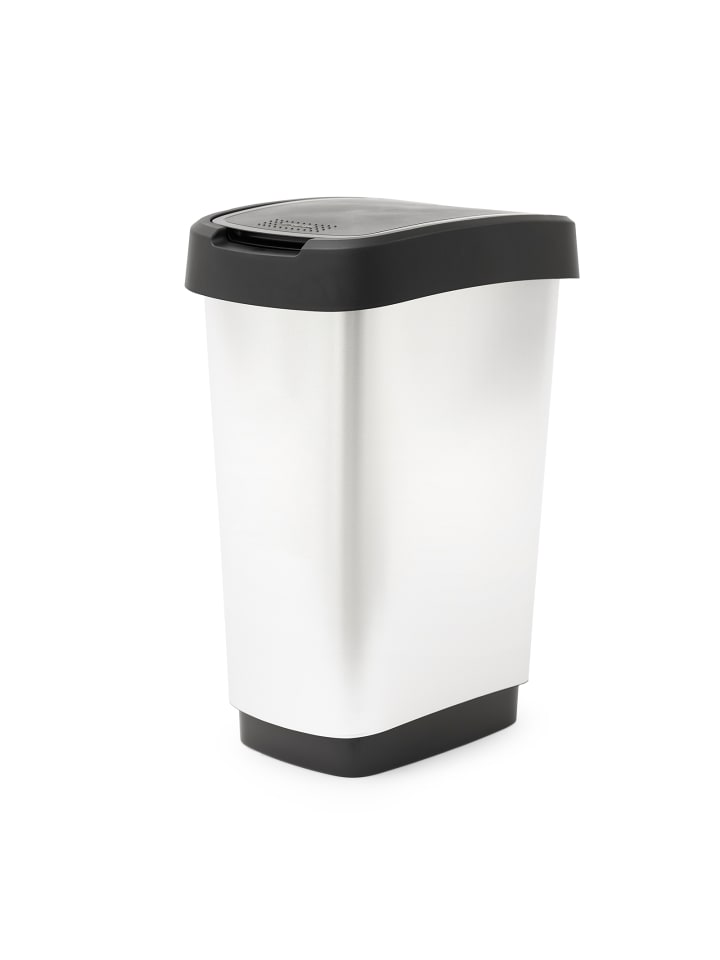 Rotho Twist Mülleimer 25l mit Deckel, Kunststoff (PP) in Silber metallic günstig kaufen onesize