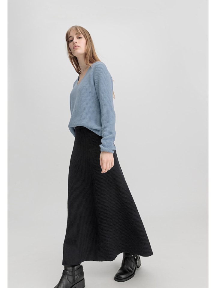 Hessnatur Strickrock Midi Regular in schwarz günstig kaufen
