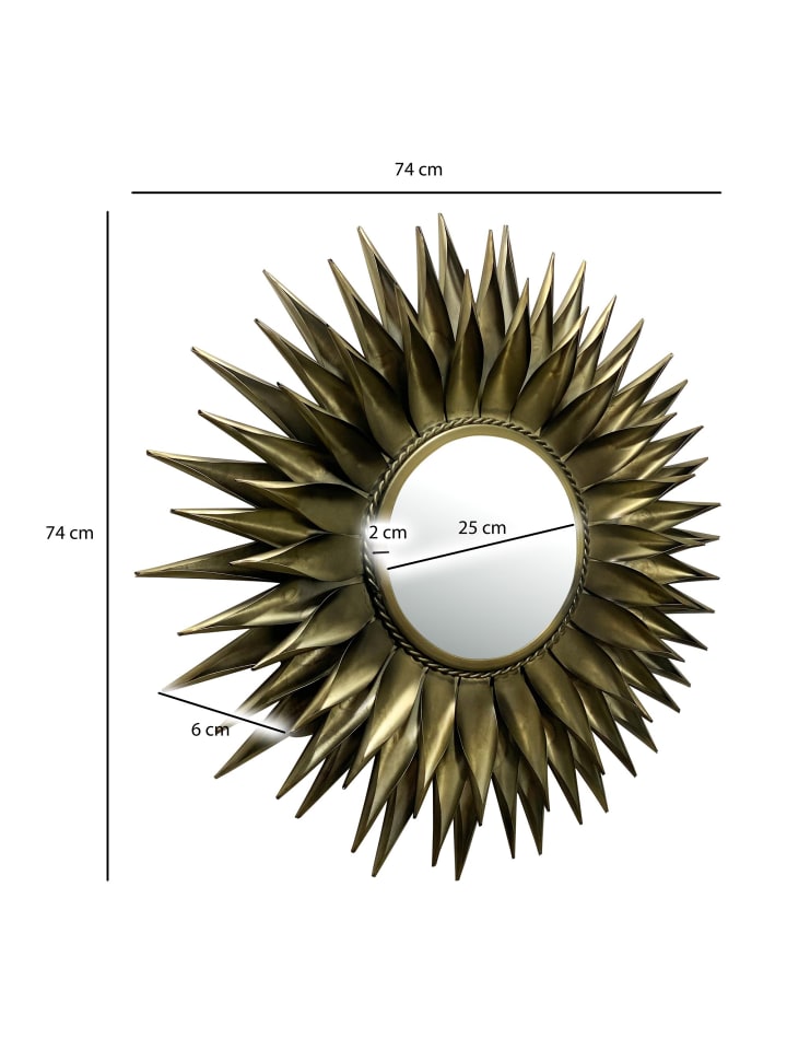 KADIMA DESIGN Wandspiegel Sonne 74 cm Metall Design Hängespiegel Messing Antik, günstig kaufen onesize