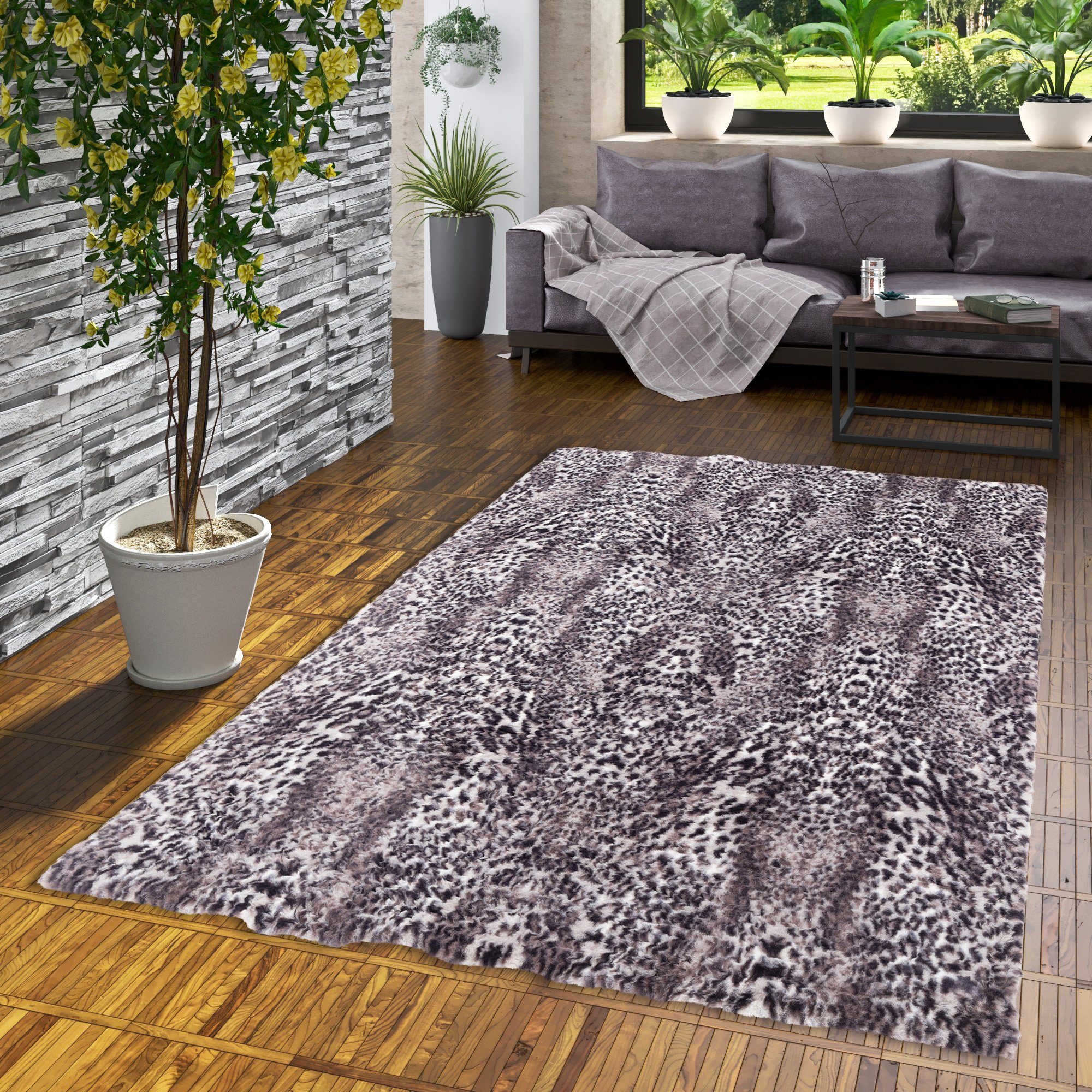 Fellteppich Luxus Super Soft Fellteppich Pearl Leopard, Pergamon, Rechteckig, Höhe: 19 mm