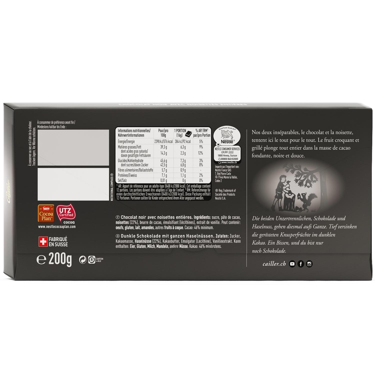 Cailler Crémant Ganze Haselnüsse 200g