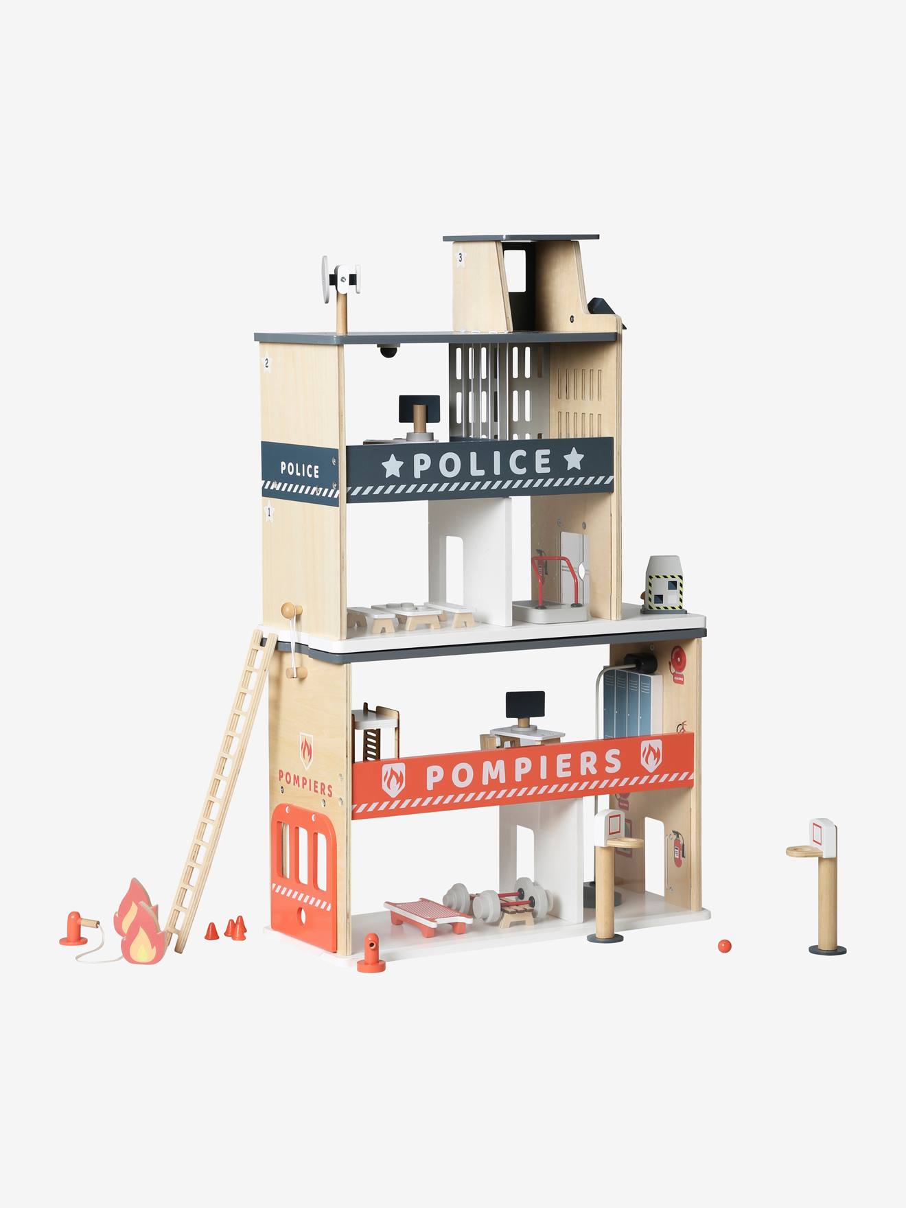 Centre de secours poste de police + poste de pompiers en bois FSC® blanc