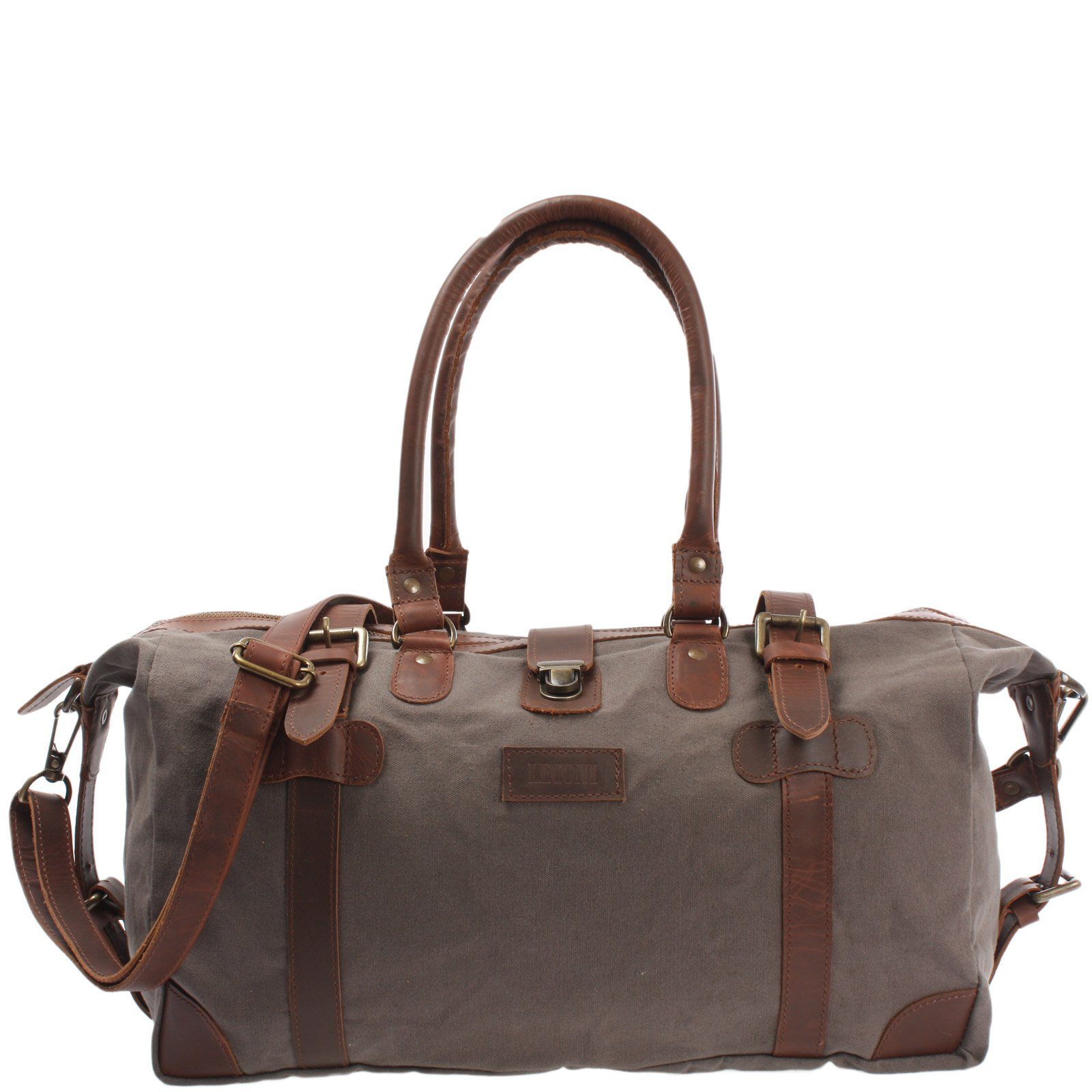 LECONI Weekender Handgepäck Damen Herren Leder Canvas LE2008