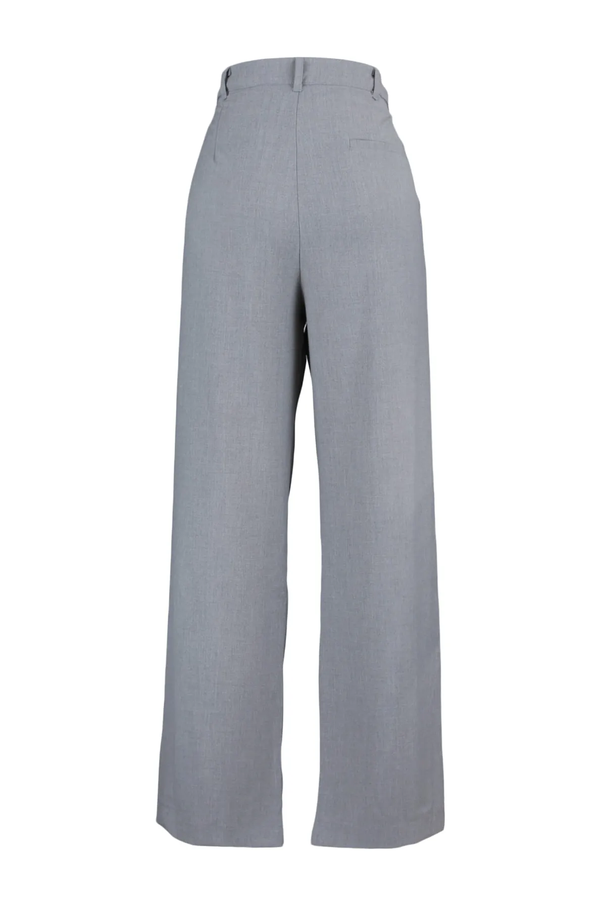 Trendyol Curve  Graue asymmetrische Hose aus gemustertem Webstoff mit zwei Knöpfen TBBAW23AR00038