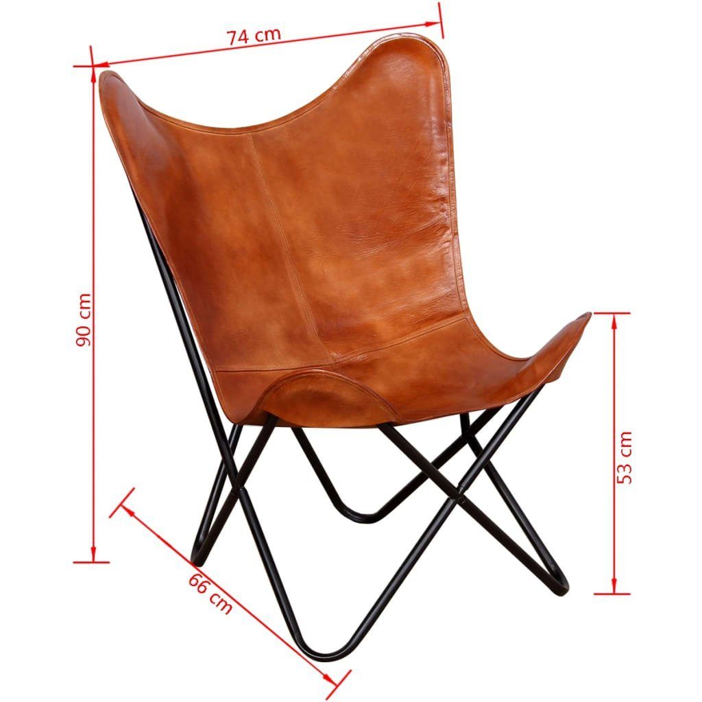 vidaXL Sessel Butterfly-Sessel Braun Echtleder (1-St)
