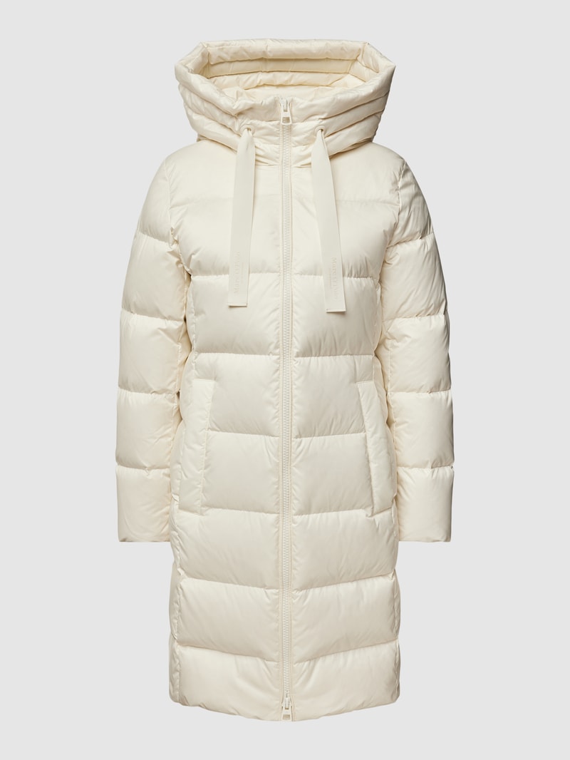 Daunenmantel mit Kapuze in offwhite