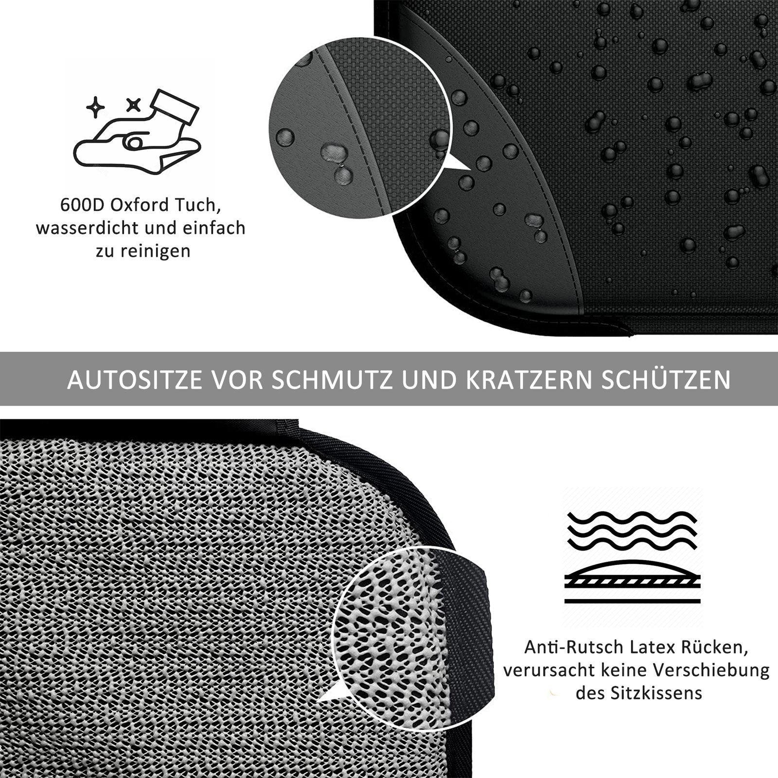 CALIYO Autokindersitz Kindersitzunterlage 2-Tlg geeignete Sitzschoner Auto Kindersitz, (2-tlg), mit Anti-Rutsch Funktion Autositzschoner, Autositzauflage Sitzschutz