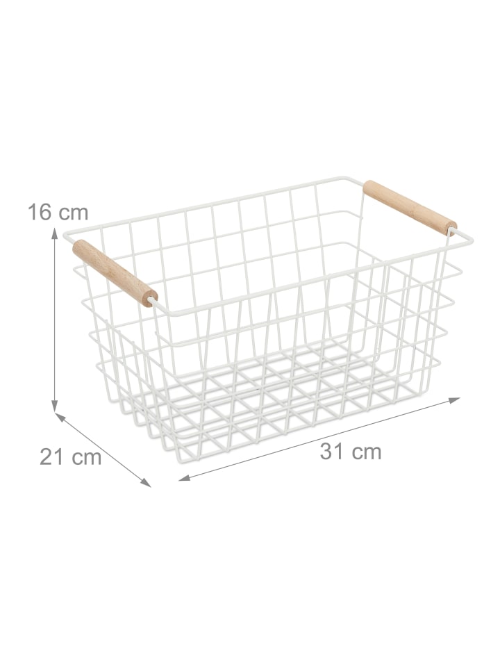 relaxdays Drahtkorb in Weiß - (B)31x (H)16 x (T)21 cm günstig kaufen onesize
