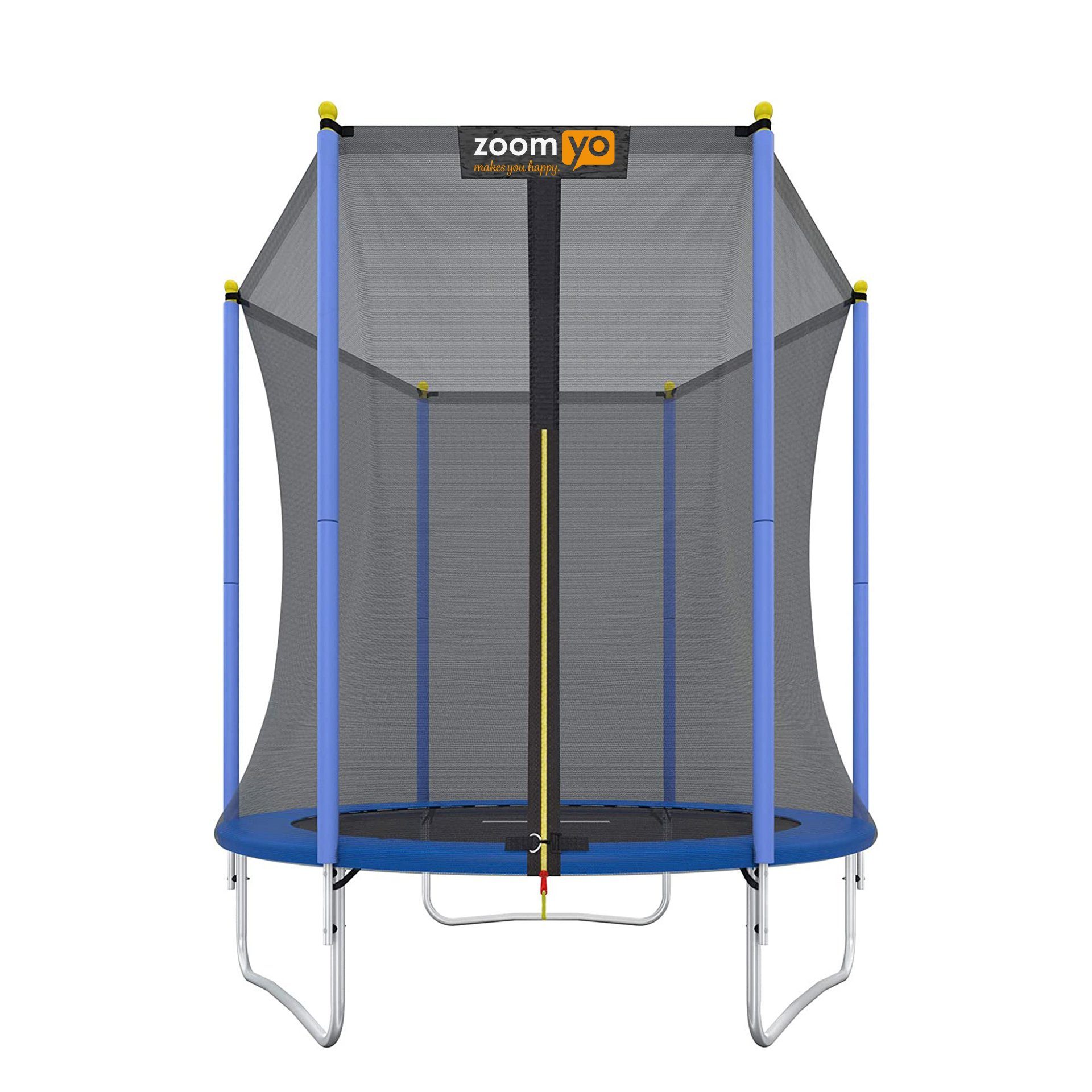 Zoomyo Gartentrampolin Gartentrampolin Basic 183cm, Kindertrampolin, TÜV/GS geprüft, Ø 183,00 cm, (hohe Belastbarkeit, Wetterfest, UV-beständig), inkl Sicherheitsnetz und Sprungtuch, Outdoor Trampolin für Kinder