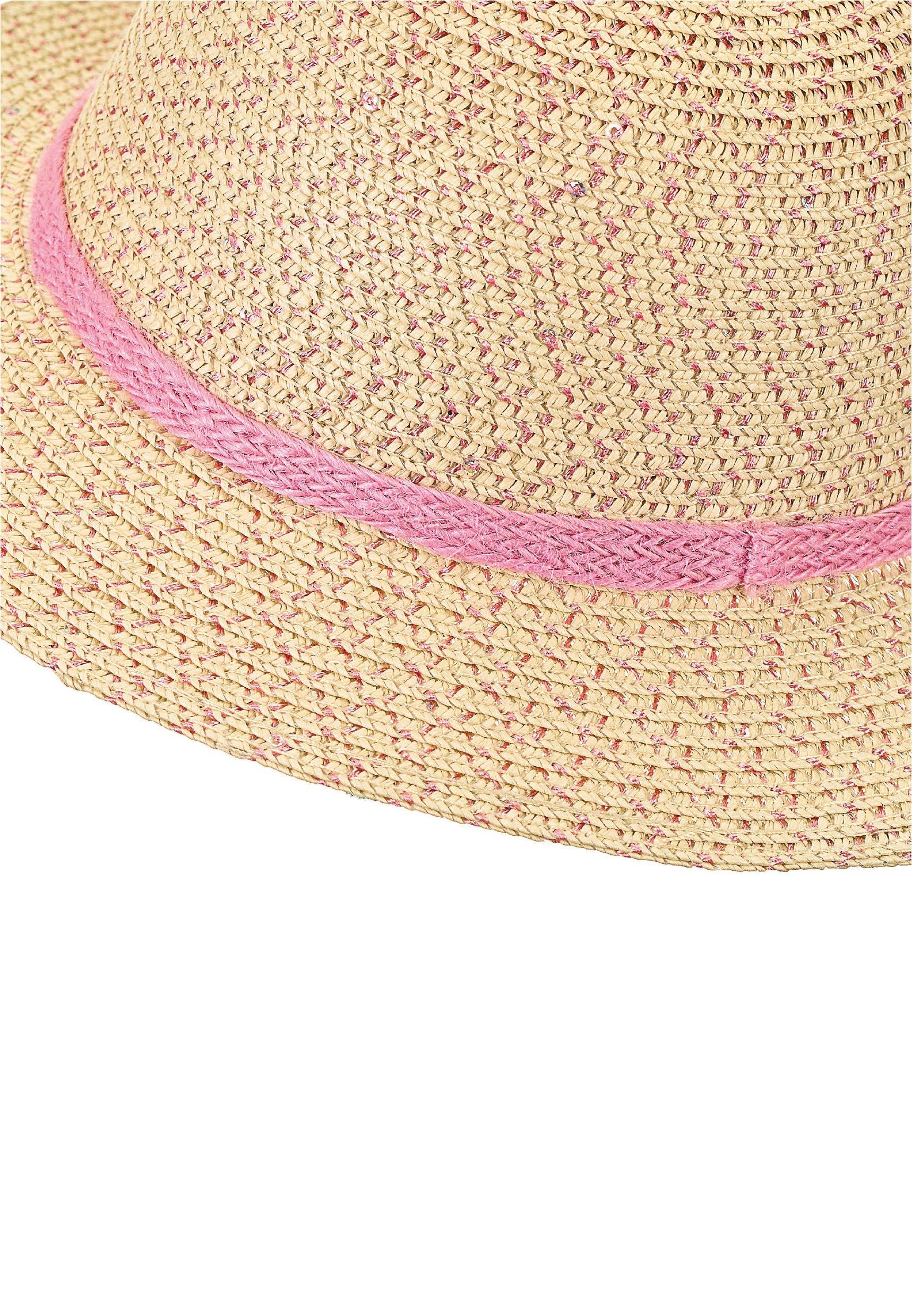 Strohhut Mädchen mit rosa Pailetten