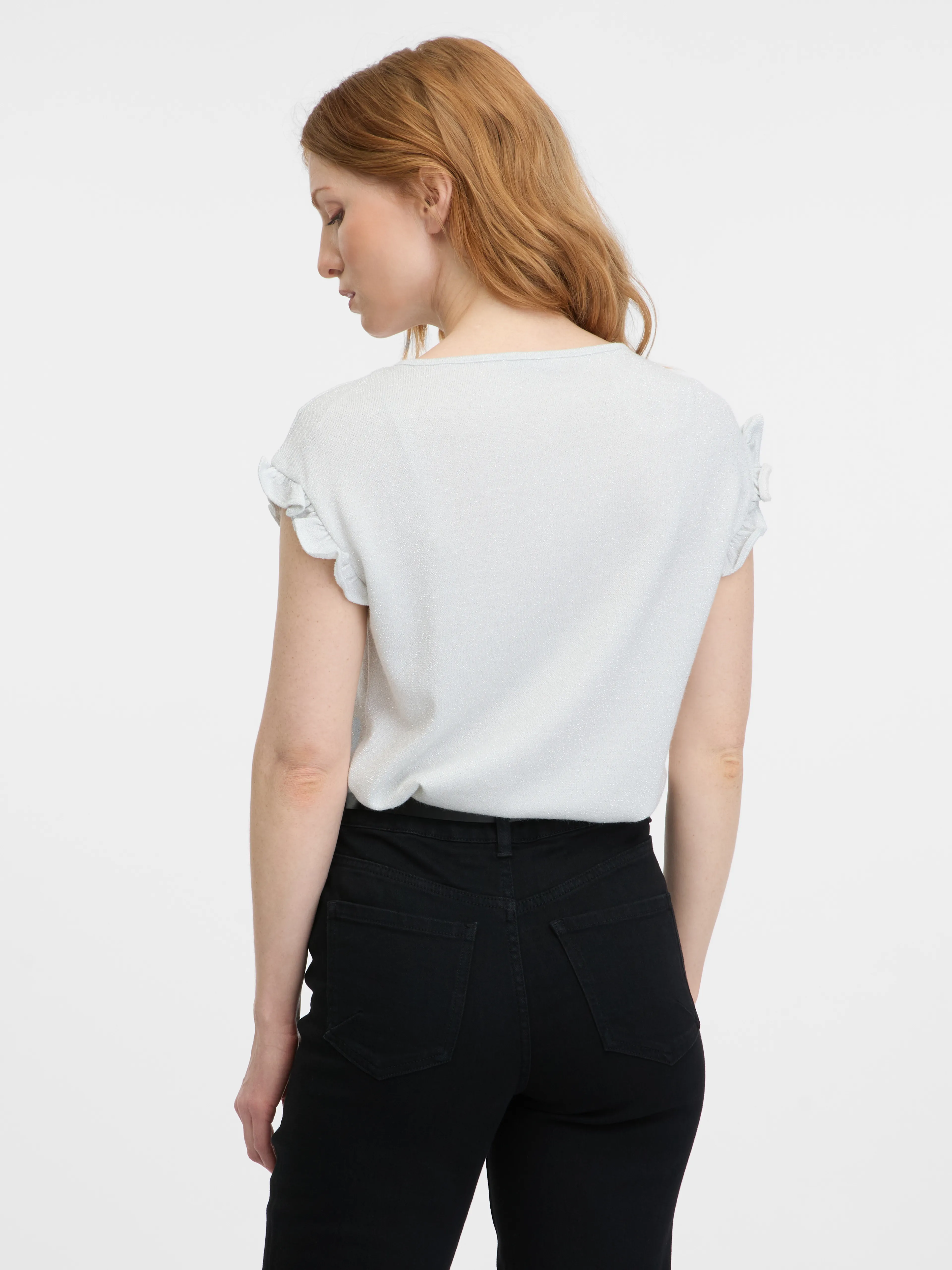Schimmerndes silbergraues Damen-T-Shirt ORSAY