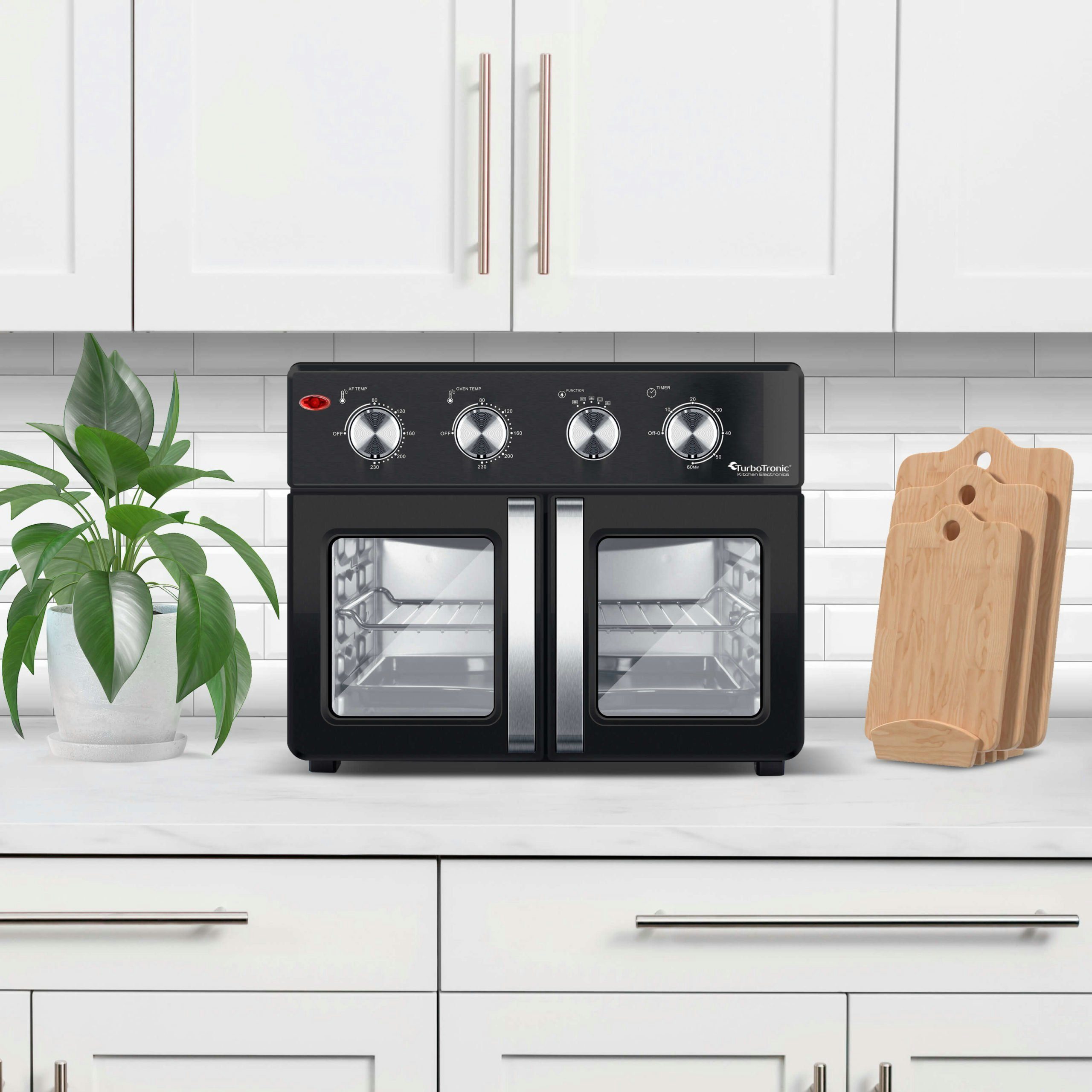 TurboTronic by Z-Line Minibackofen Digitaler Heißluftofen XXL, AF32MFD -32 Liter mit Drehspieß 4in1