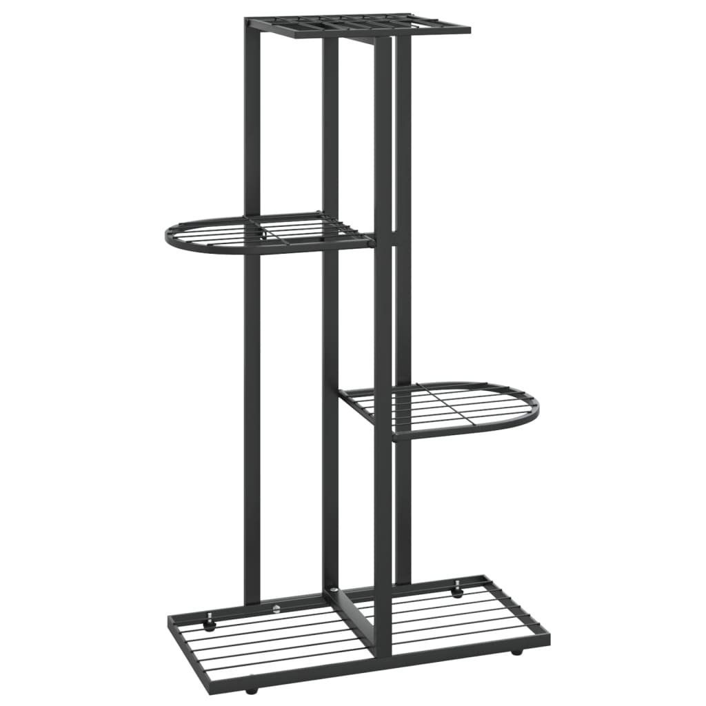 vidaXL Blumenständer Blumenständer 4-Etagen 43x22x76 cm Schwarz Metall (1 St)