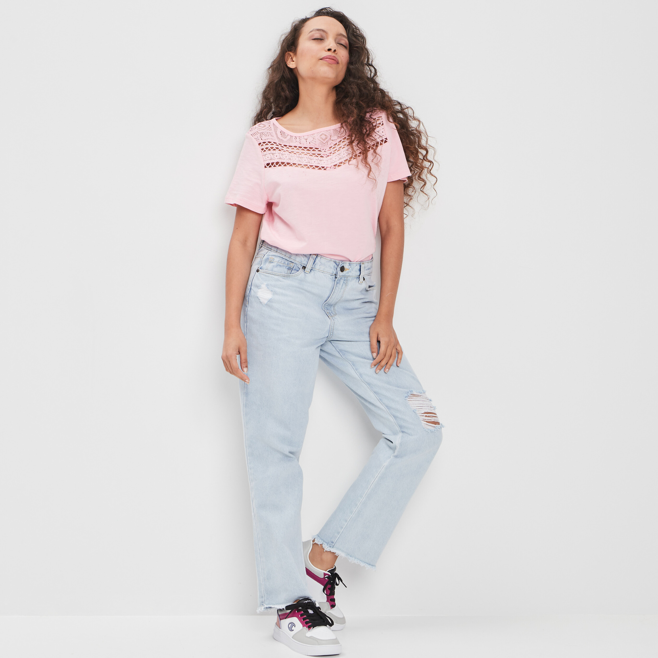 T-shirt manches courtes rose fluo femme | La Halle
