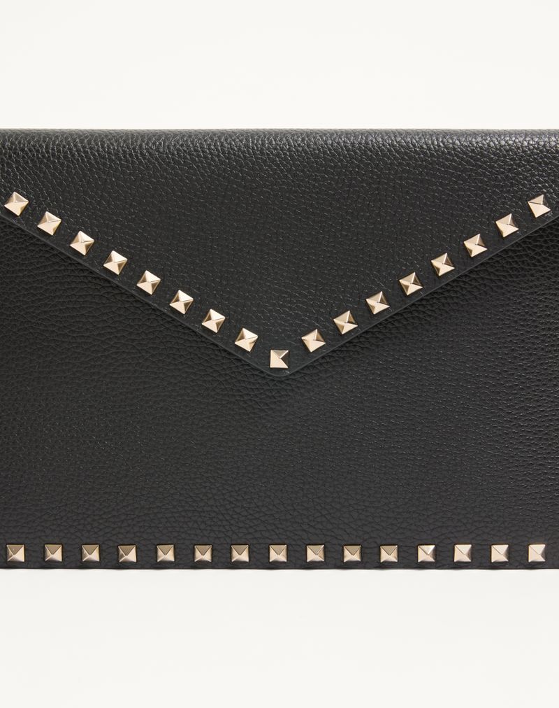Bolsa Rockstud em couro de bezerro granada