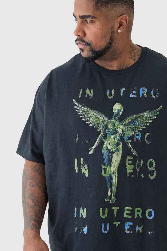 Plus Oversize T-Shirt mit Nirvana Utero Print