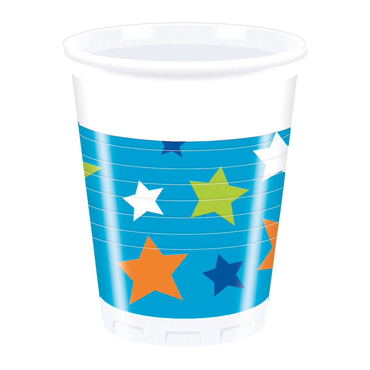Partybecher/Trinkbecher Happy Birthday Boy, 200 ml, Kunststoff, 8 Stück