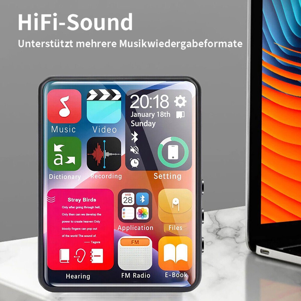 Yoyaxi Verlustfreie Klangqualität im kleinen, tragbaren Walkman MP4-Player (Touch-Player für einfache Bedienung unterwegs)