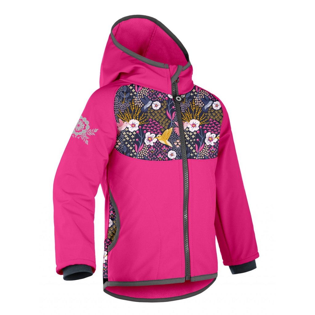 Unuo Kinder-Softshelljacke mit Fleece Kolibri Fuchsia