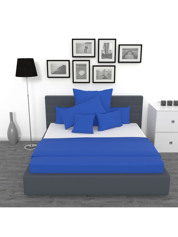 GMD Living 2er Set Jersey Kissenhüllen JESBERG in Farbe Royalblau günstig kaufen