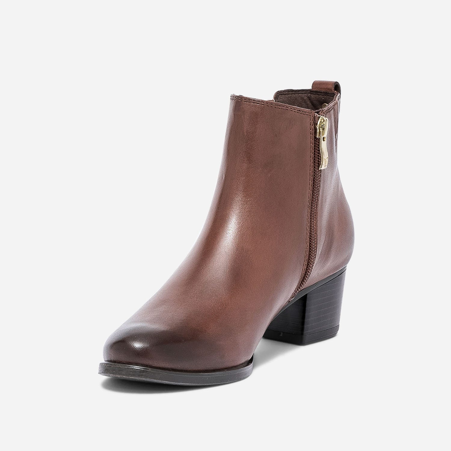 Boots CAPRICE cognac en cuir