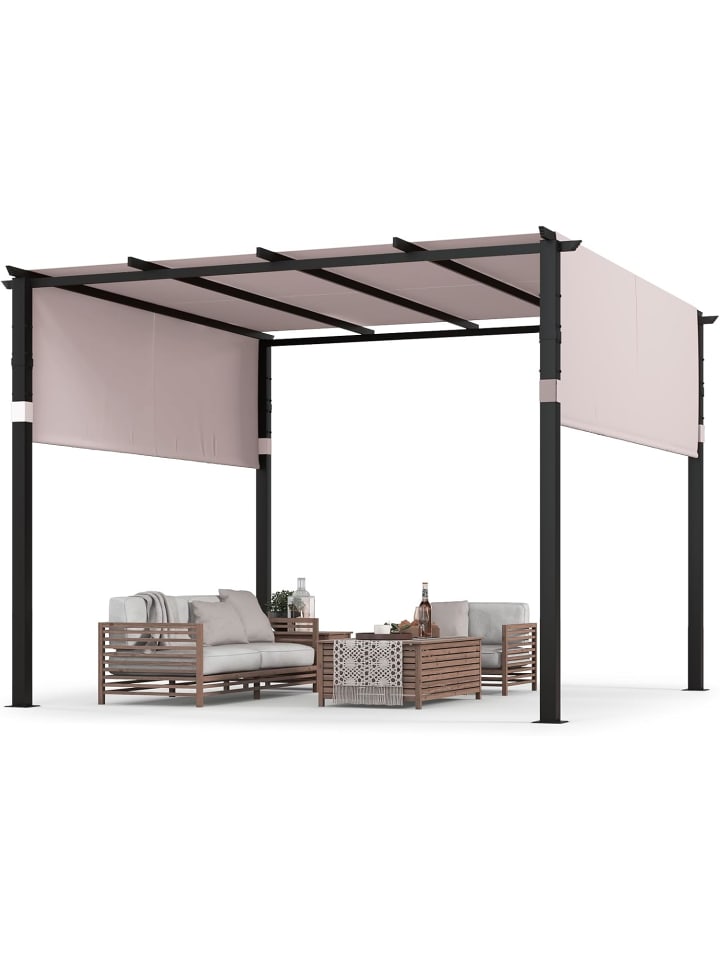 COSTWAY Pergola mit 2 verstellbaren Dächern in Grau günstig kaufen onesize