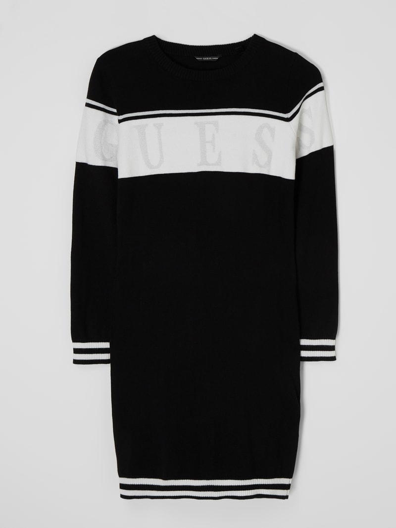 Strickkleid mit Logo-Stickerei in schwarz