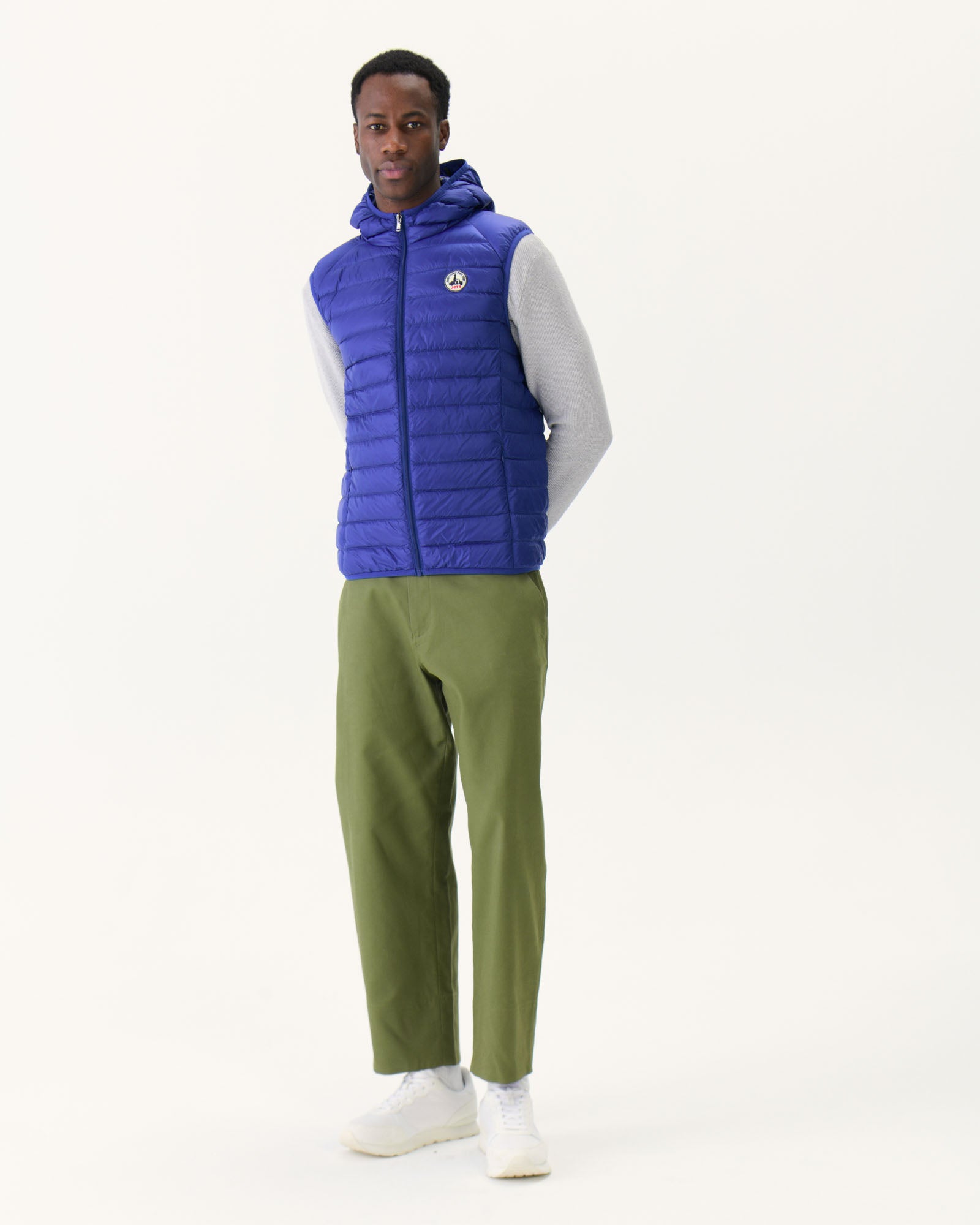 Doudoune sans manches à capuche Dark denim Pat