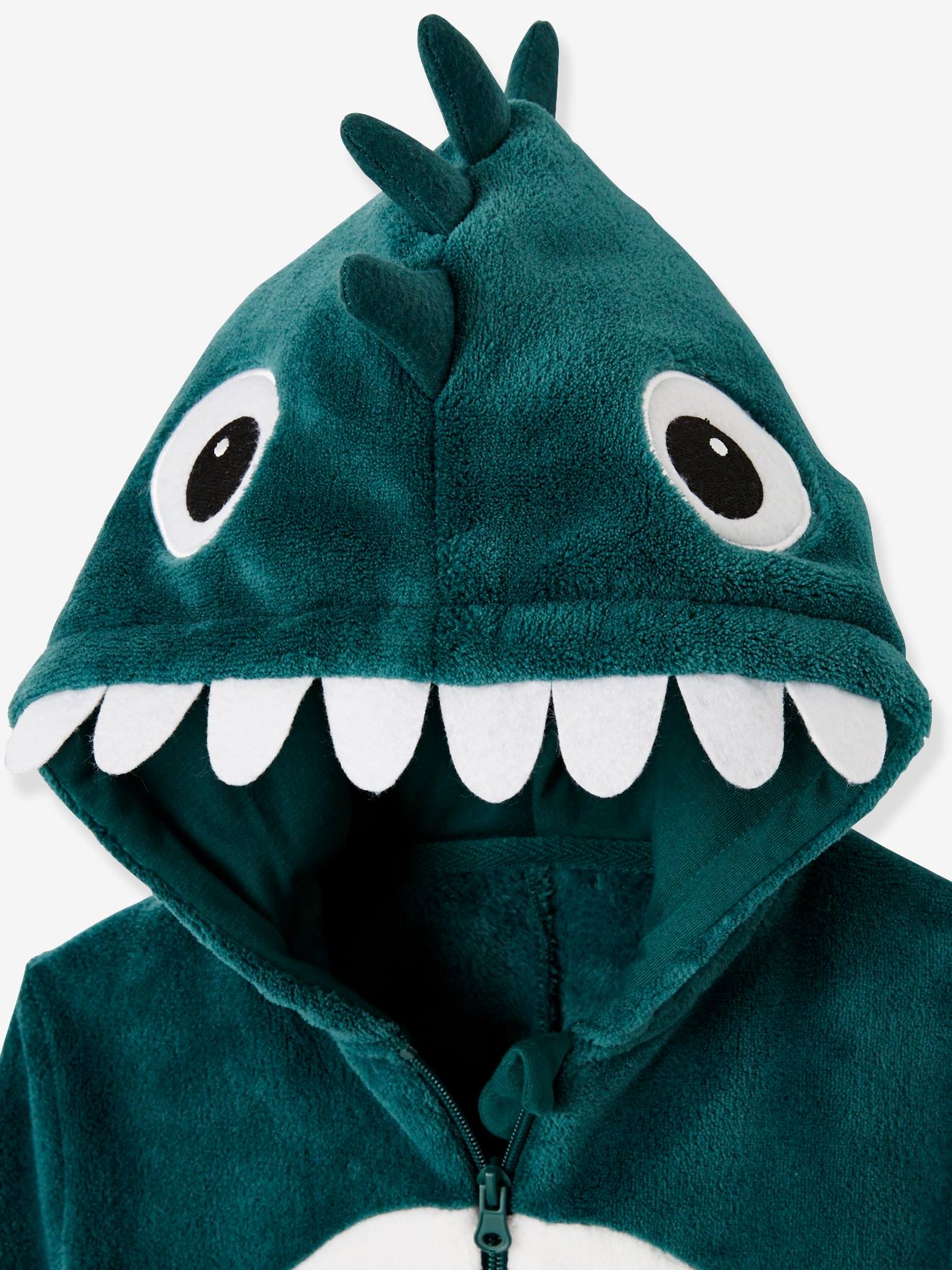 Vertbaudet Plüsch-Overall, Onesie DINOSAURIER - dunkelgrün