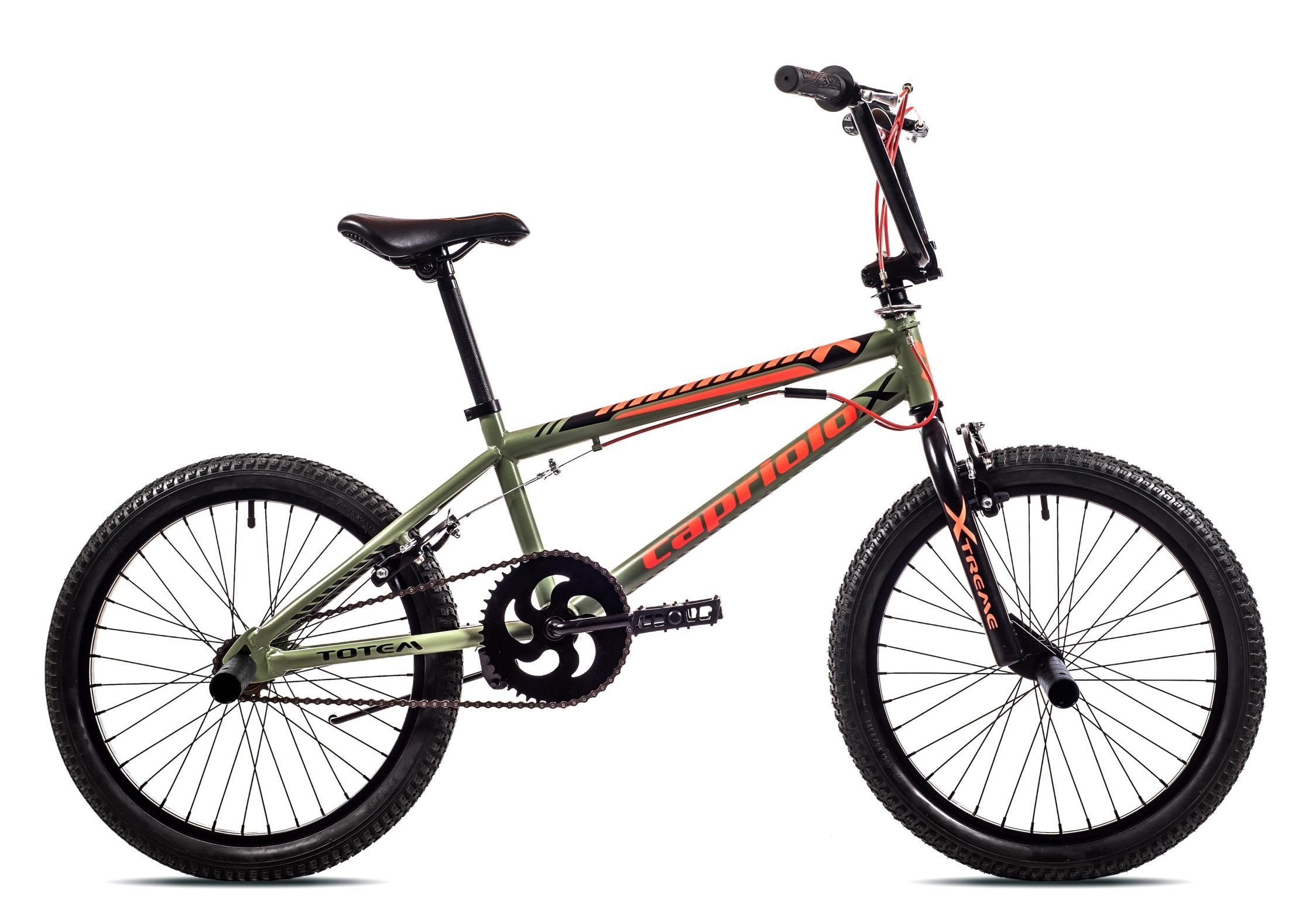 breluxx BMX-Rad 20 Zoll BMX TOTEM olive, 360° Rotor-System, Freestyle - inkl. 4 Pegs, 1 Gang, ohne Schaltung