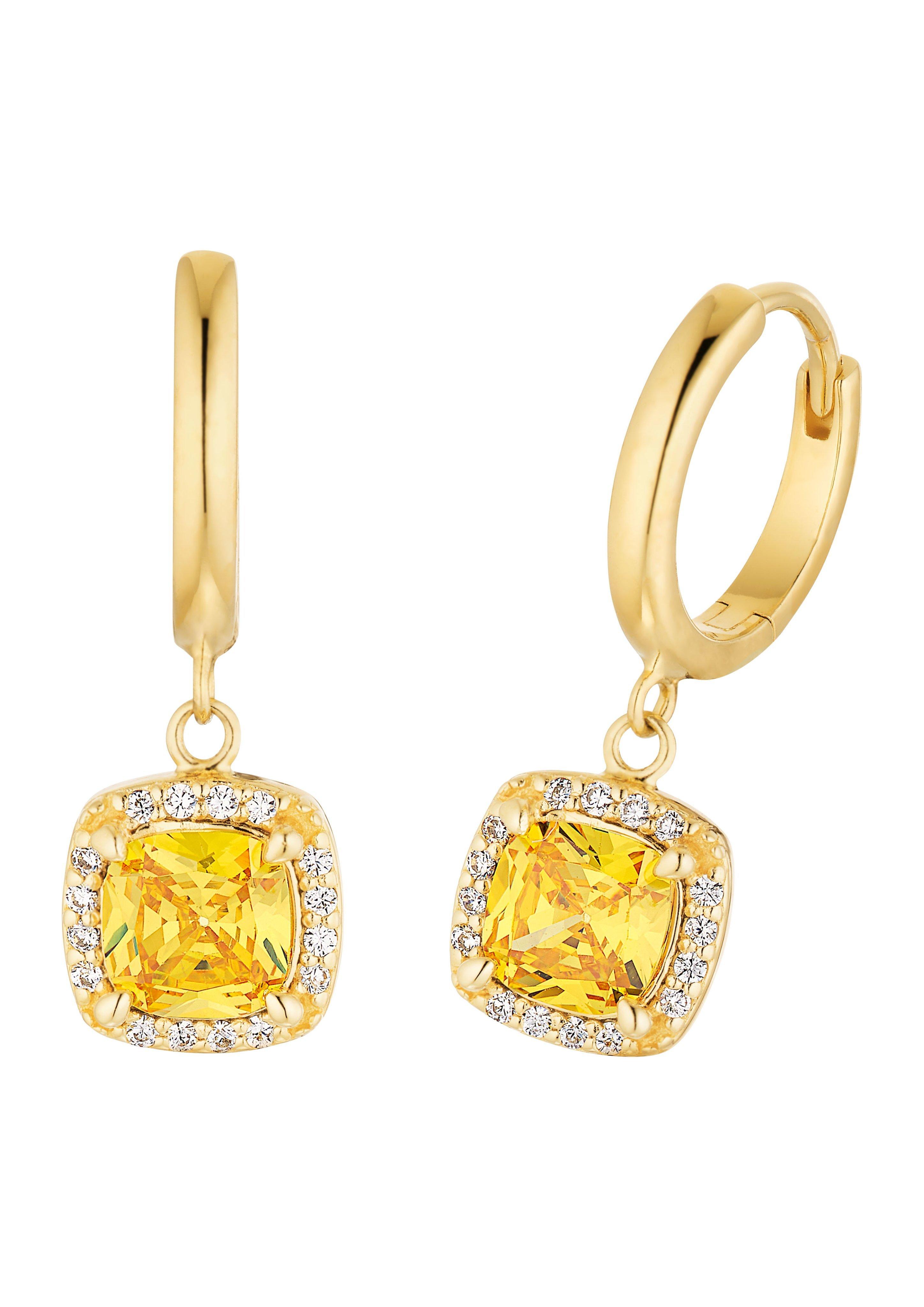 Vergoldete Kreolen mit Zirkonia-Anhänger  6009605-19E0