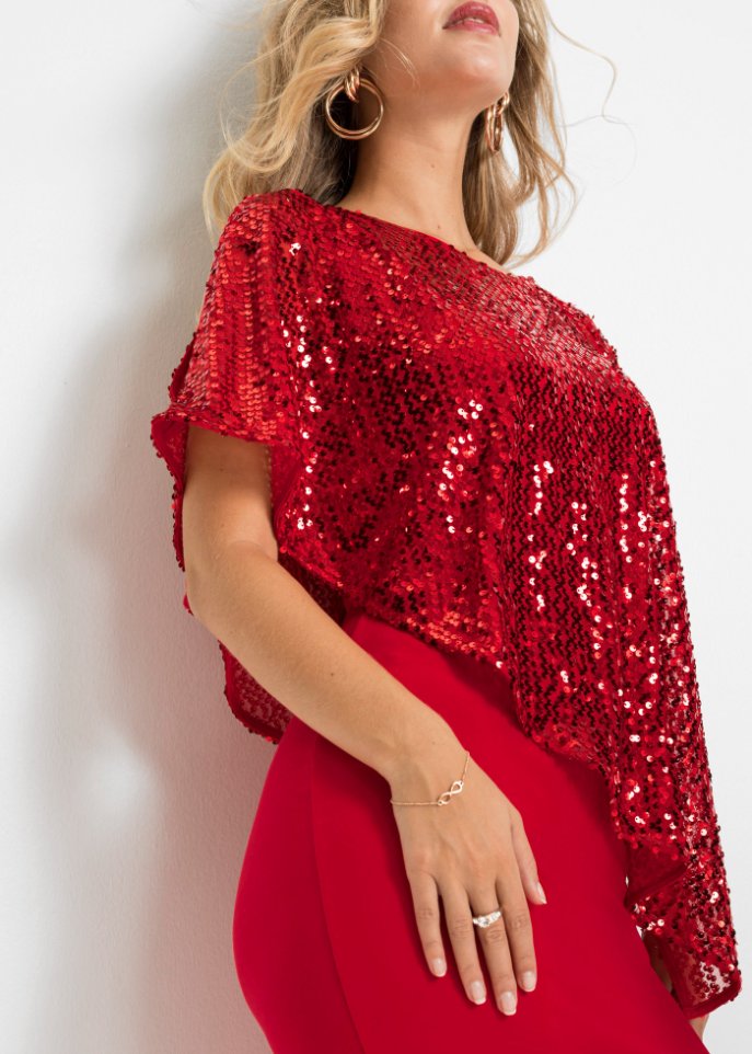 Cold-Shoulder-Kleid mit Pailletten