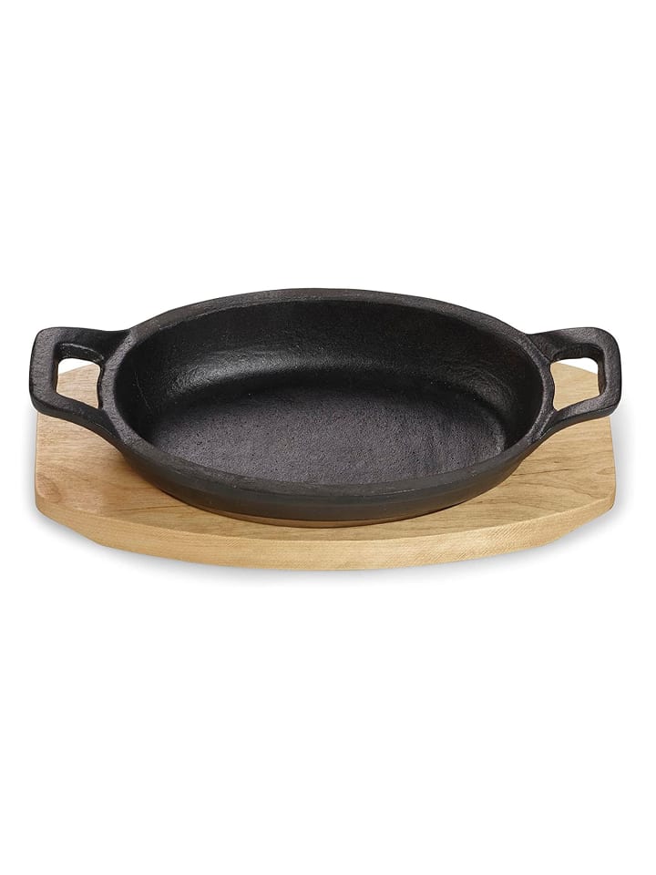 Echtwerk 2 tlg. Set Gusseisen Auflaufform mit Servierbrett in Schwarz günstig kaufen onesize