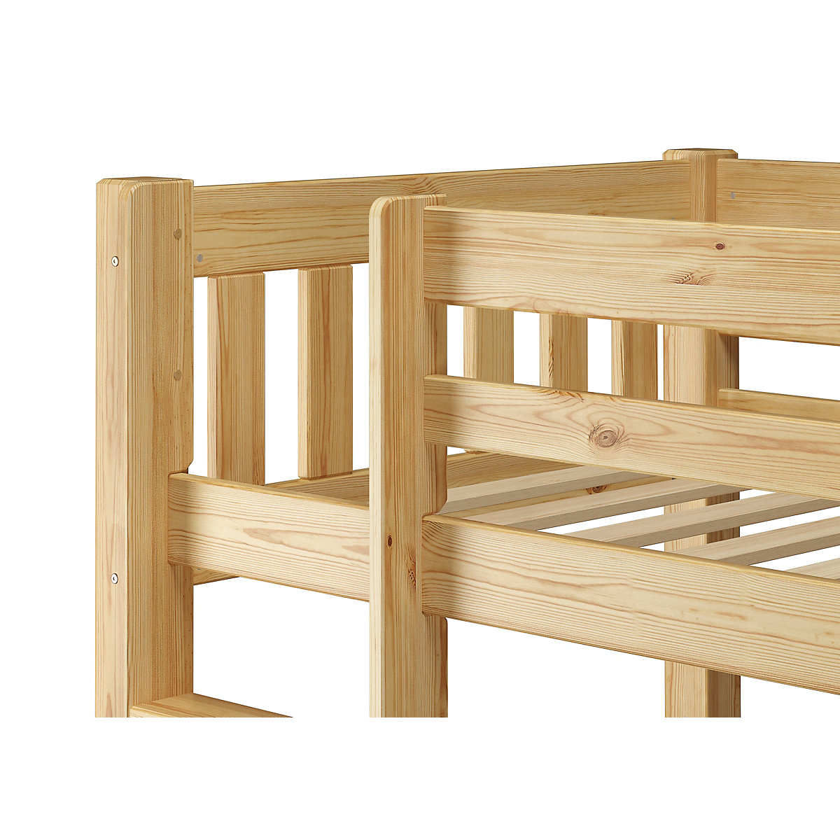 Etagenbett 90x200 Kiefer mit Rollrost, Matratzen und Bettkasten