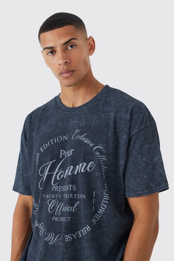Oversize T-Shirt mit Acid-Waschung und Print