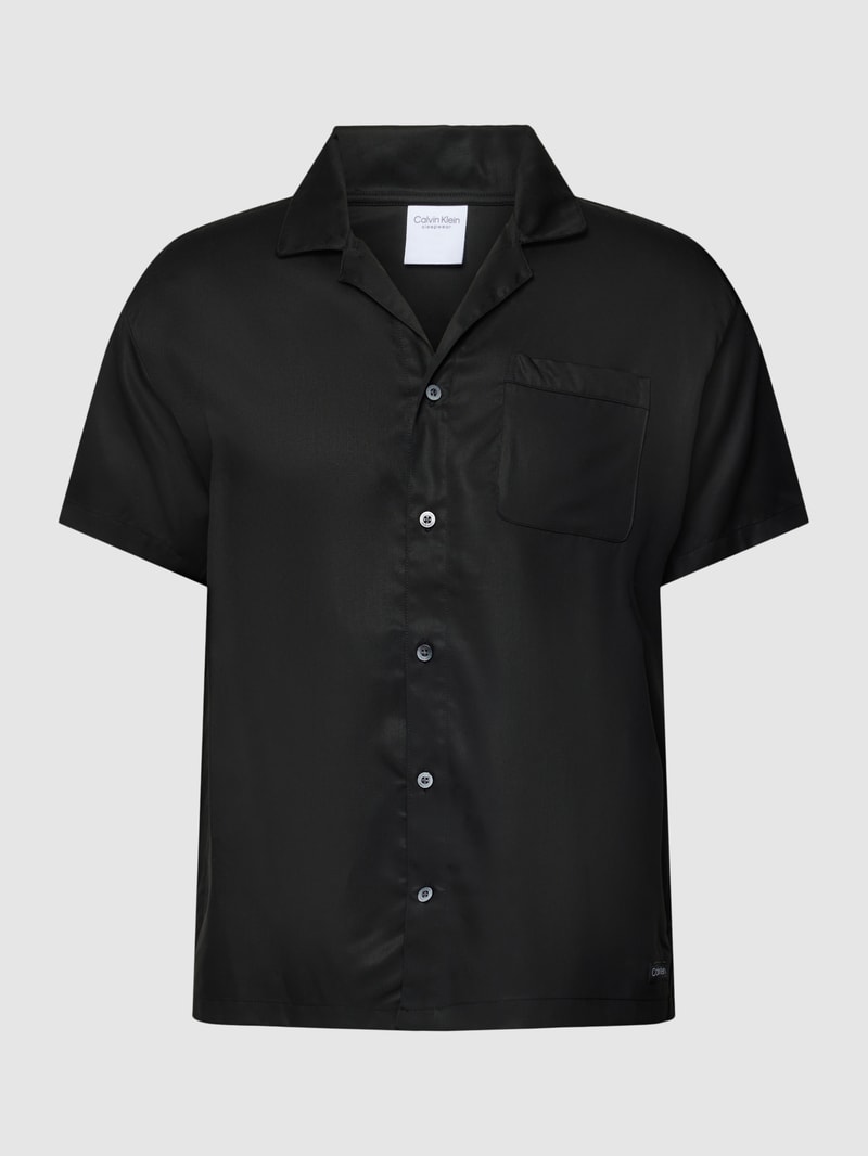 Pyjama-Oberteil mit Label-Patch in schwarz