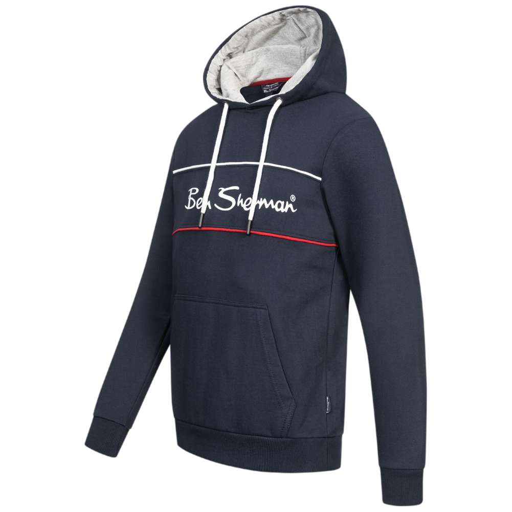 BEN SHERMAN Two Colour Panel Herren Hoodie 0067811-NAVY