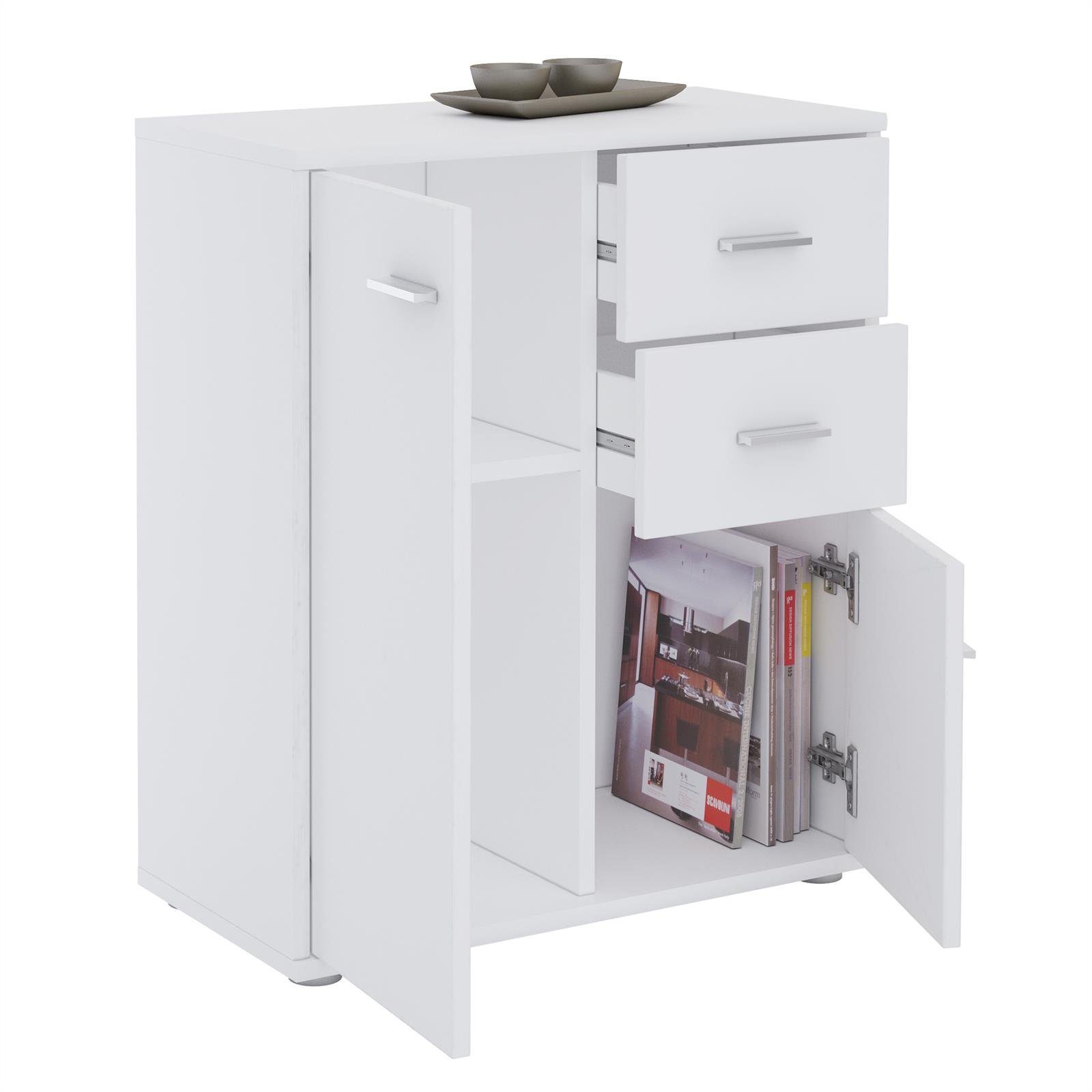 CARO-Möbel Highboard LOCARNO, Kommode Sideboard Mehrzweckschrank Anrichte Beistell Design 2 Türen Sc