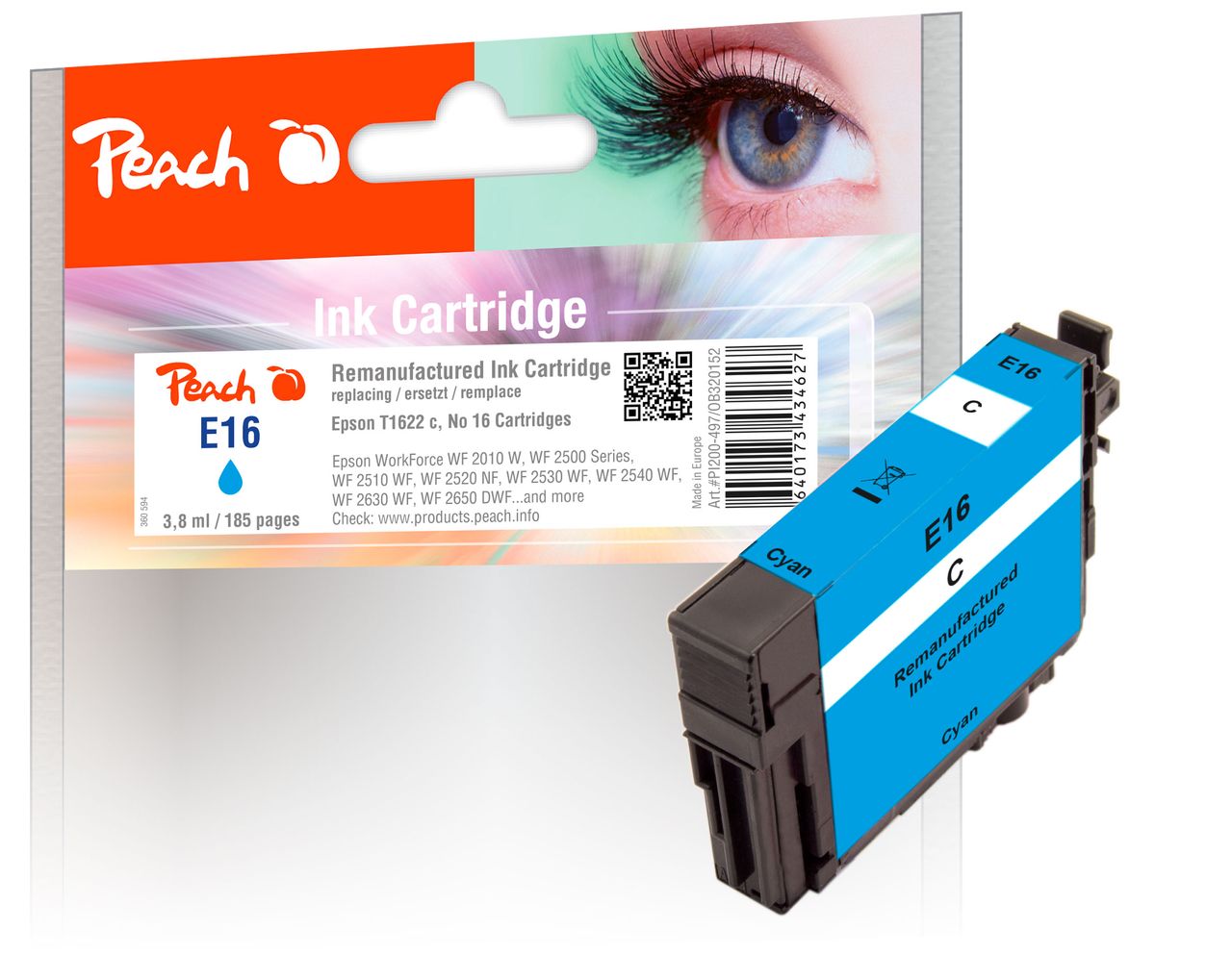 Peach Tintenpatrone cyan ersetzt Epson No. 16 c