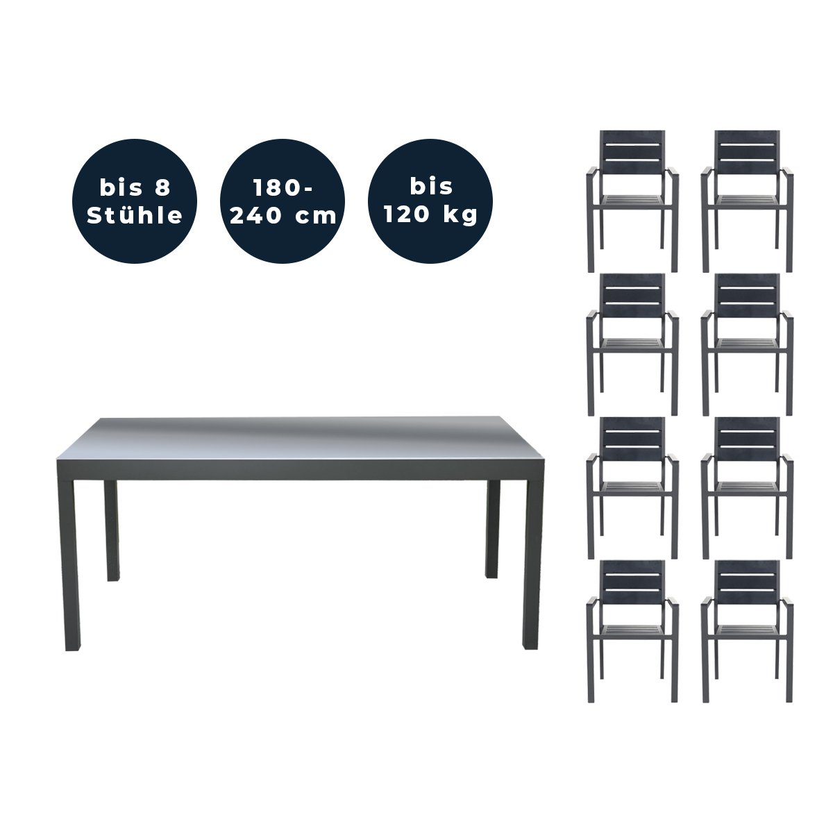 Home Deluxe Sitzgruppe SOL MADERA 8 Stühle
