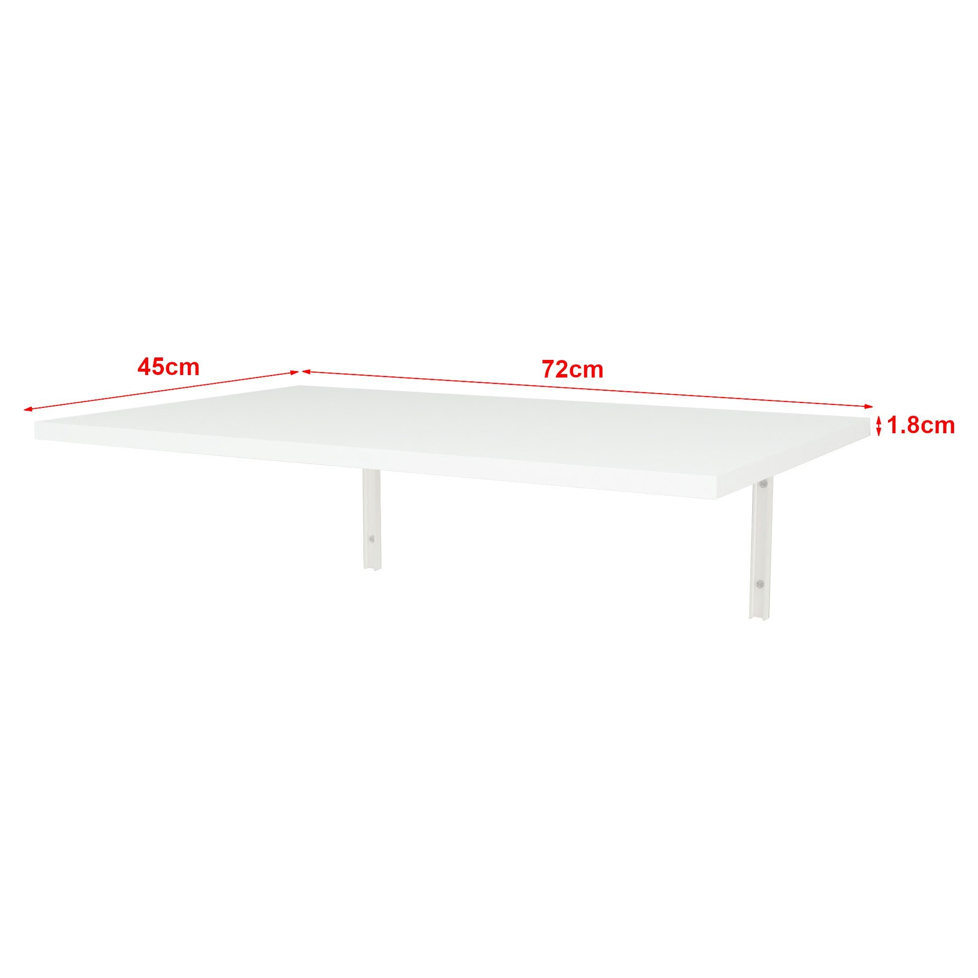 en.casa Klapptisch, Klepp Wandklapptisch 72x45cm zur Wandmontage Weiß