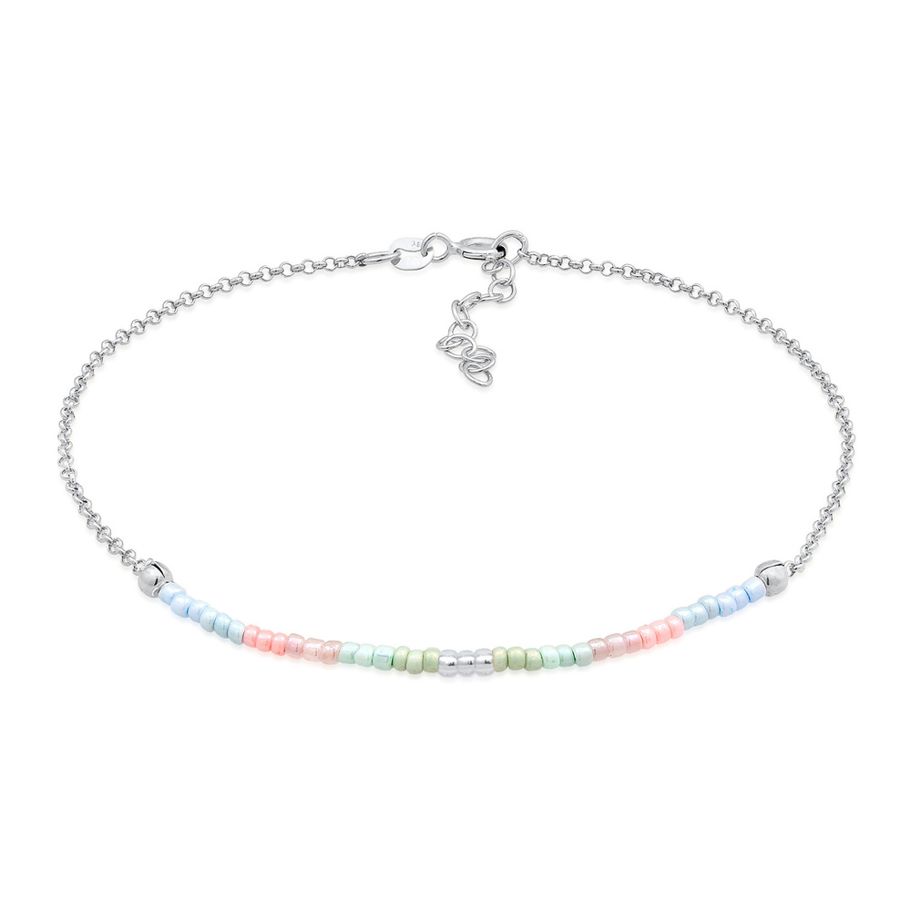 Elli Elli Bracelet de Cheville Femmes Bracelet de Cheville Boule Beads pastel en Argen Bijoux