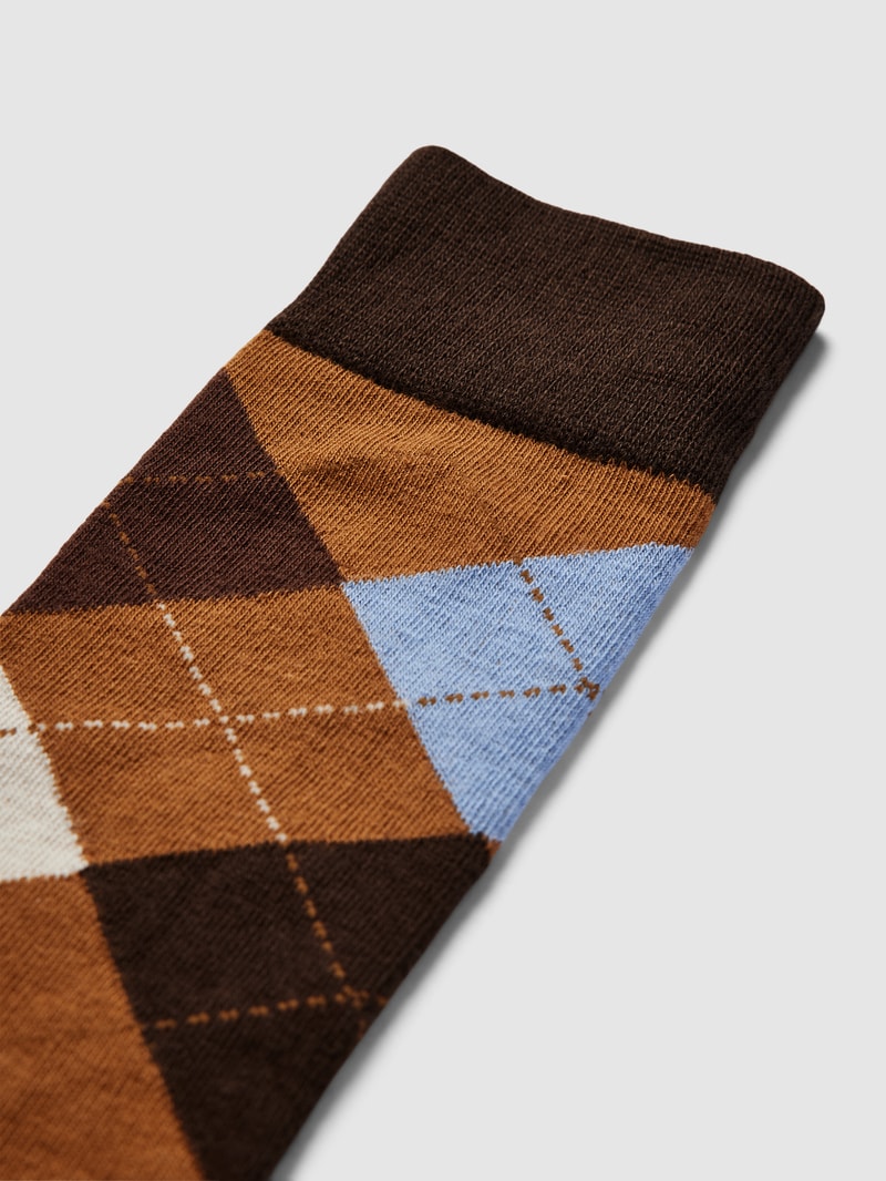 Socken mit grafischem Muster Modell 'ARGYLE' in camel